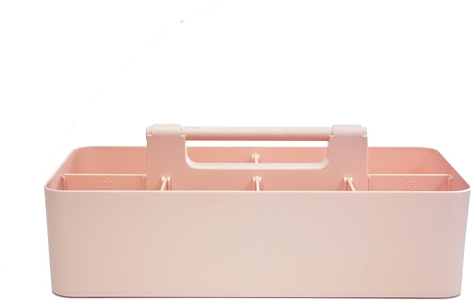 2 PACK - Portable DIY 8 Dividers Durable Plastic Organizer Tote Tool Home Office School Toy Arts Craft Pencil Kids Baby & Supply Cleaning Caddy with Handle Made In USA (Indie Pink)