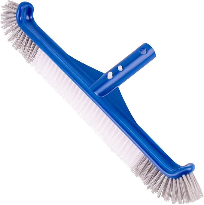 POOLAZA 17.5" Pool Brush Head with Curved Ends & Premium Nylon Bristles | Enhanced Integrated Structure, 17.5" Wide Cleaning Path, Safe for Vinyl Liners, EZ Clip Design Fits Standard Pool Poles