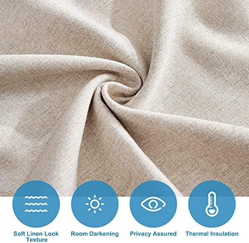 RYB HOME Linen Blended French Door Window Curtains, Tricia Door Shades | Farmhouse Home Decor, No Drill, Room Darkening, Privacy, Portable for Patio/Office/Classroom, W26 x L72, Khaki, 1 Panel
