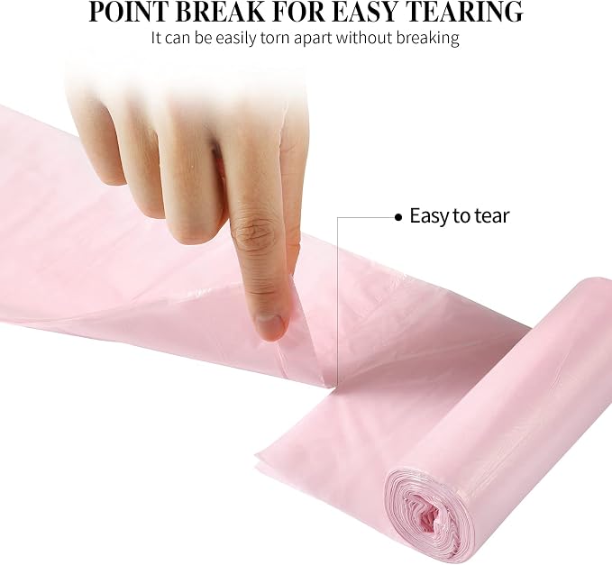 3 Rolls Small Trash Bags - 60 Counts 4 Gallon Small Garbage Bags (Pink) | Durable for home office kitchen Bathroom Bedroom Trash Can liners