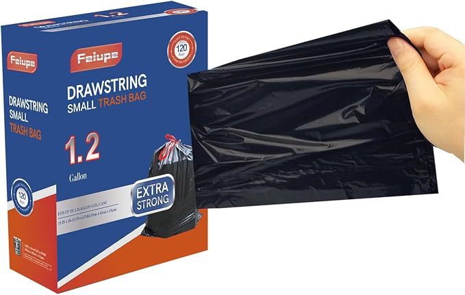 1.2 Gallon Trash Bag,120 Counts Strong Small Trash Bag Garbage Bags,Thick Drawstring Trash Can Liners for Bathroom Kitchen Bedroom Office Dorm (1.2, Gallons)