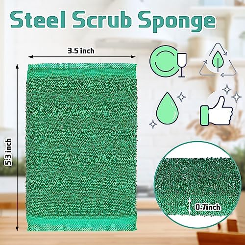 Thyle 36 Pack Steel Wool Scrubber Kitchen Sponges, Heavy Duty Non Scratch Metal Sponges, Reusable Cleaning Scrub Pads for Dishes, Pots, Pans, Sink and Tough Hard Stains (Multicolored)