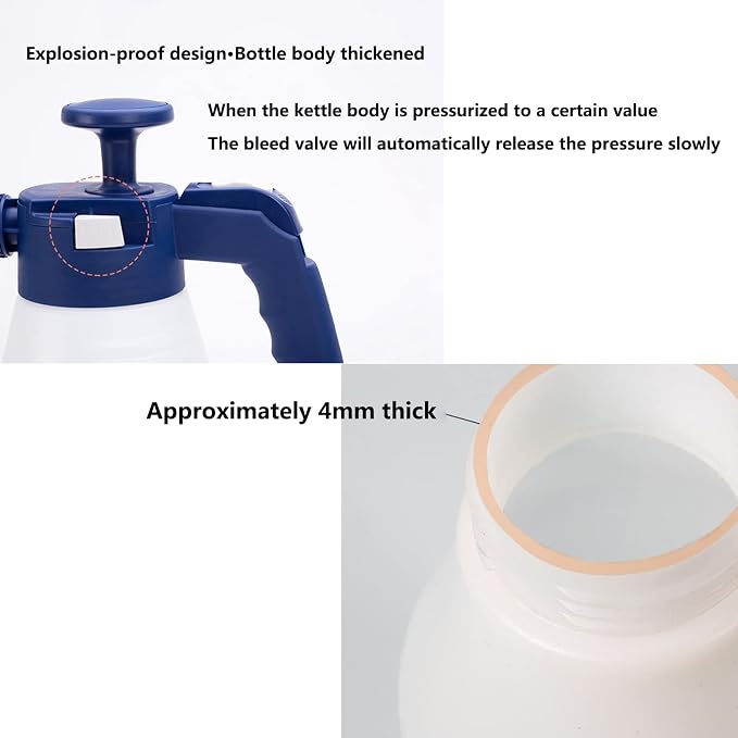 Gone Pump Action Pressure Sprayer Handheld Pump Garden Spray Bottle Multi Purpose Plant Watering Car Cleaning Pressurized Sprayer Gardening Tools Weed Control,2l
