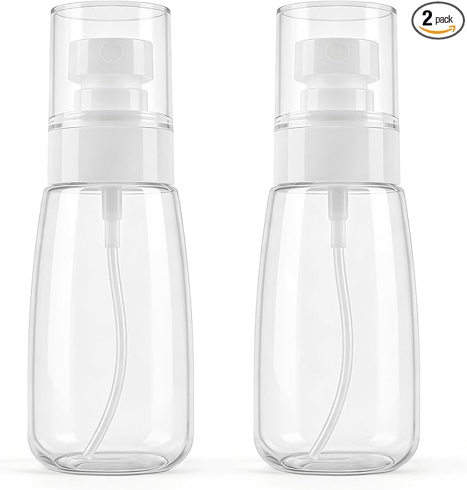 2 Pack Spray Bottles 2oz/60ml Leak Proof Fine Mist Small Empty Spray Bottle | Portable Refillable Containers Plastic Travel Bottles for Hair Spray Toners Facial Moisturizing Cleaning Solution