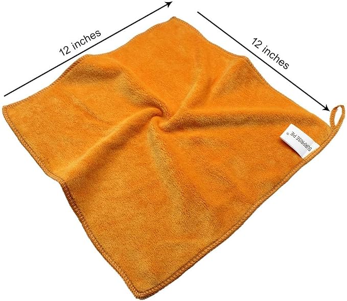 Premium 400 GSM Microfiber Cleaning Cloths, 12 Pack Ultra Absorbent Lint-Free Cleaning Rags & Towels for Car Detailing, Kitchen, Glass & Household Cleaning, Reusable Washable 12" x 12"