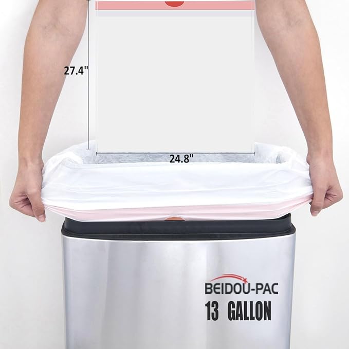 BEIDOU-PAC 13 Gallon Trash Bags Drawstring, 200 Count, White & Unscented Garbage Bags, Multi-purpose Tall Kitchen Trash Bags Can Liners for Business Home Commercial and Industrial