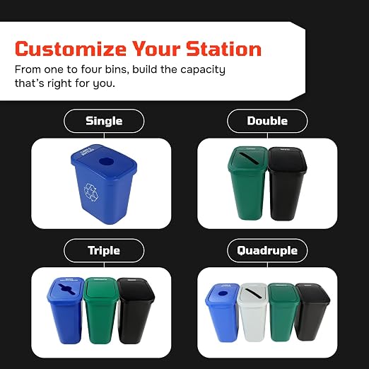 City Box Recycling Plastic Trash Can with Lid for Office | Available 7 & 10 Gallon Sizes, Durable Plastic Construction, Secure Lid, Lightweight Design Indoor Recycling bin for kitchen