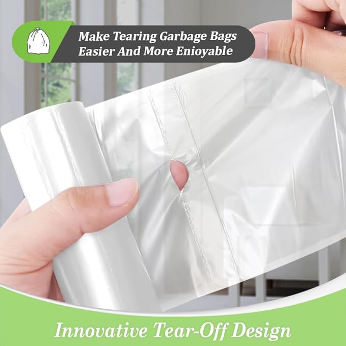 3 Gallon 300 Counts Small Trash Bags 3 Gallon 3.1 Gallon 3.2 Gallon fit 10 liter Garbage Bags by Teivio, Waste Basket Bags,Bathroom Trash Can Bin Liners, Plastic Bags for home office kitchen, Clear | Fit 10-12 Liters,2.5,2.6,2.8Gal,Mini Plastic Waste B...