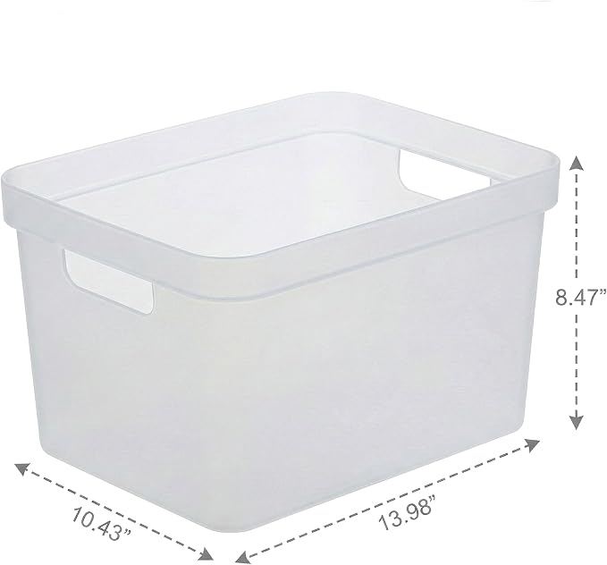 BINO | Plastic Storage Bins, 16 Liter - 2 Pack, Frosted | THE MODERN COLLECTION | Plastic Bins for Organization | Woven Storage Baskets for Organizing | Pantry Shelf Organizer Basket Container Bin