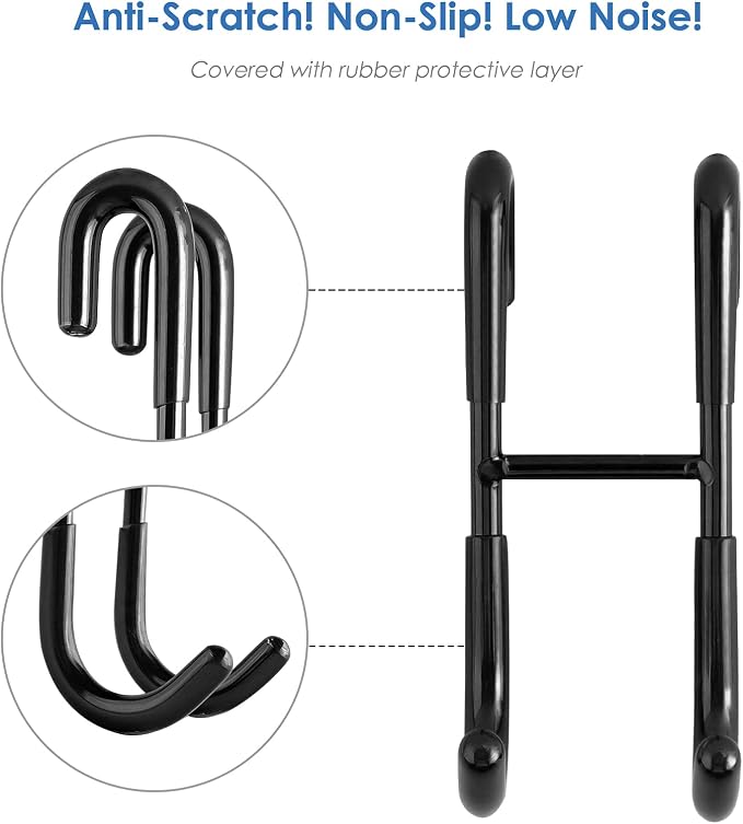 12-Inch Shower Squeegee Set, Includes Shower Door Hook and Adhesive Hook, Squeegee for Shower Doors, Mirror and Window, Black