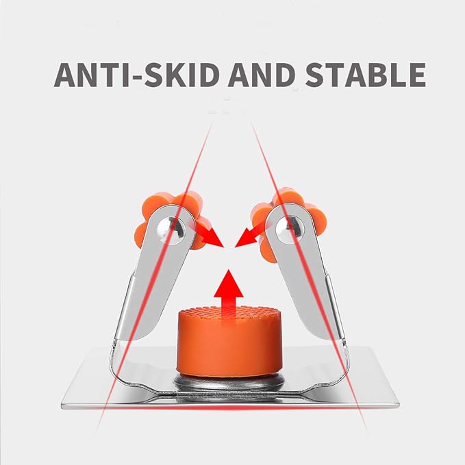 Broom Holder Wall Mount, 2 Pack Orange Stainless Steel Mop and Broom Organizer, Heavy Duty 15 Lbs Self Adhesive Tool Hanger, No Drill V-Shape Broom Hooks for Garage, Kitchen, Bathroom