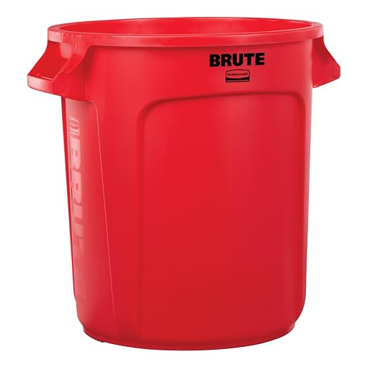 Rubbermaid Commercial Products BRUTE Heavy-Duty Round Trash/Garbage Can, 10-Gallon, Red, Outdoor Waste Container for Landscapers/Construction/Restaurants/Back of House/Offices/Warehouses