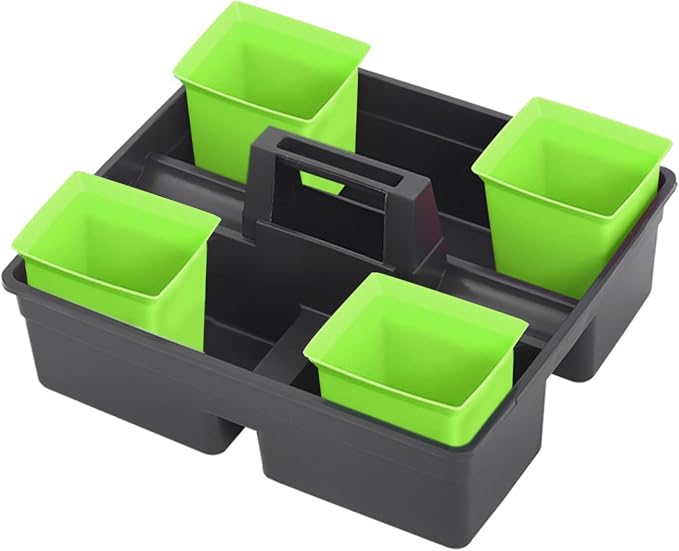 Ciieeo Plastic Storage Organizer for Housekeeping Portable Cleaning Bin for Bathroom and Shower Spacious Green Tool Holder for and Organization