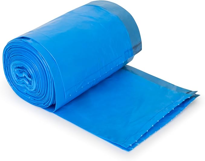 Plasticplace Custom Fit Trash Bags, Compatible with simplehuman Code K (50 Count) Tinted Blue Drawstring Garbage Liners 10 Gallon / 38 Liters, 24" x 28"