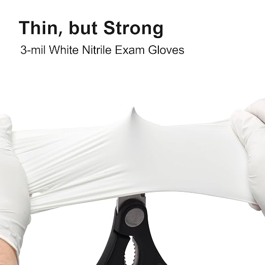 SwiftGrip Disposable Nitrile Exam Gloves, 3-mil, Medium, Case of 1000, White Nitrile Gloves Disposable Latex Free for Medical, Cleaning, Cooking & Esthetician, Food-Safe, Powder-Free, Non-Sterile