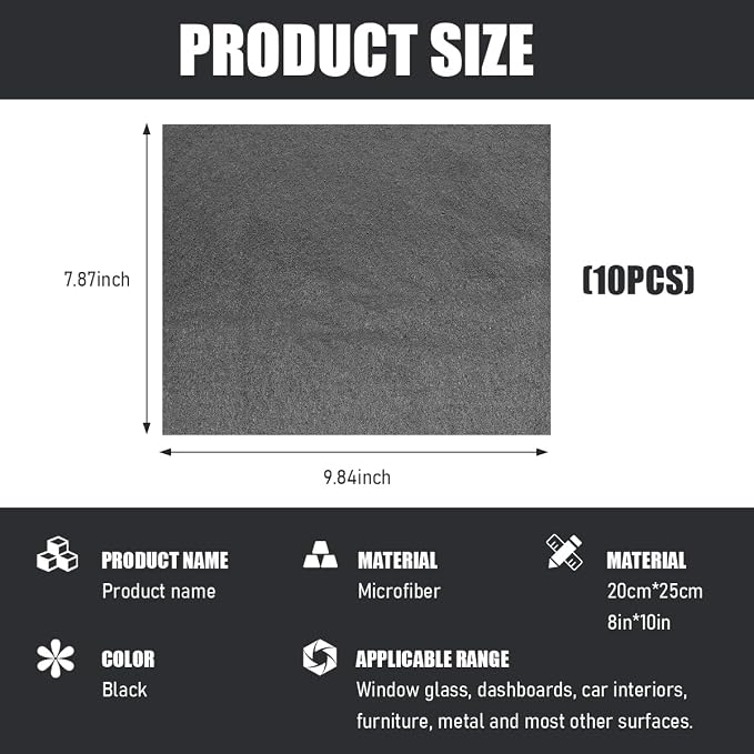 10PCS Thickened Magic Cleaning Cloth, 10"×8" Microfiber Cleaning Cloth Streak Free Polishing Towel, Reusable Lint Free Cleaning Rags for Car Mirror Glass Window TV Screen