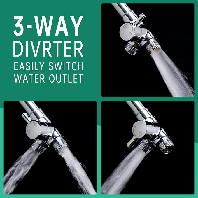 High Pressure3 Mode Dog Shower Attachment with ON/OFF Switch | 3 Spray Modes, With ON/OFF Switch, Extra Long Hose, Easy to Install, No-Drill Hook Mount