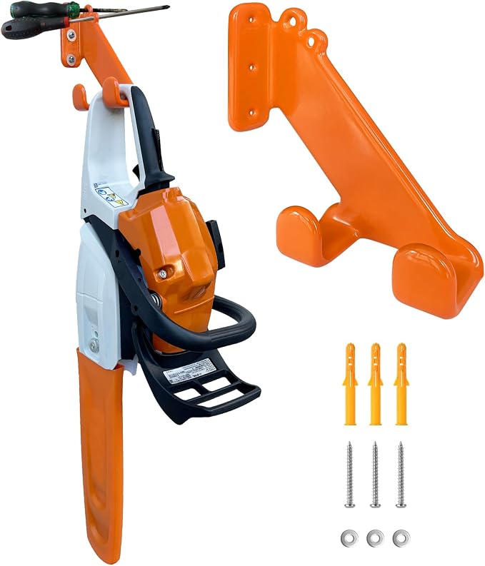 Chainsaw Hanger, 1 Pack Chainsaw Holder Wall Mount, Chain Saw Storage Rack | Heavy Duty Chainsaw Holder, Chainsaw Hook,Stihl Tool Hangers & Wall Hanger, Fit Chainsaws and Wrench for Garage Organization.