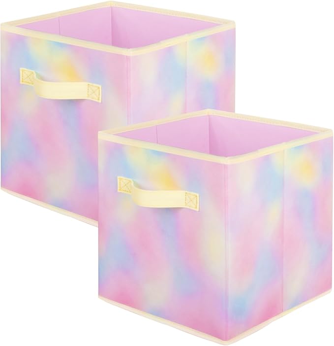 ShellKingdom Storage Bins, Foldable Fabric Storage Cubes And Cloth Storage | Storage Organizer For Closet And Toys, 10.5x10.5x11 INCH, 2 Pack (Chromatic Tie Dye)