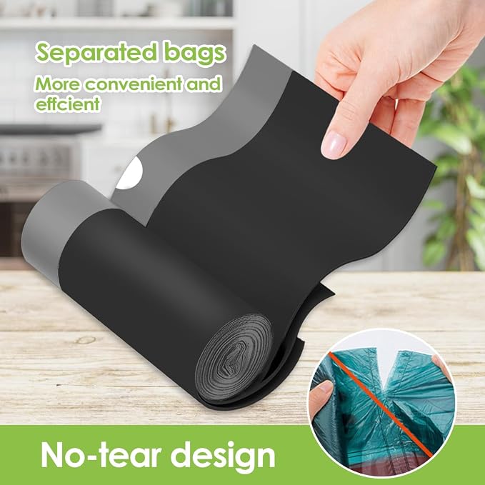 4 Gallon 312 Counts Strong Drawstring Trash Bags Garbage Bags by Teivio, Bathroom Trash Can Bin Liners, Small Plastic Bags for home office kitchen, Black