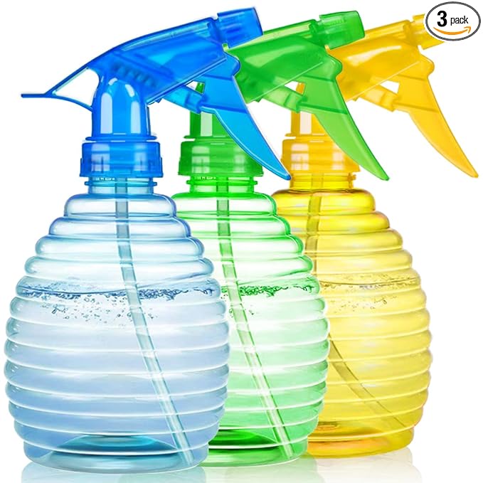Spray Bottles - 3 Pack, 16 oz - Mist/Stream Bright Colors for Cleaning | Sturdy, Leak Proof, BPA Free, For Plants, Pet, Vinegar, BBQ, Hair, Cooking - Perfect Size, Easy to Use. With Labels, Funnel