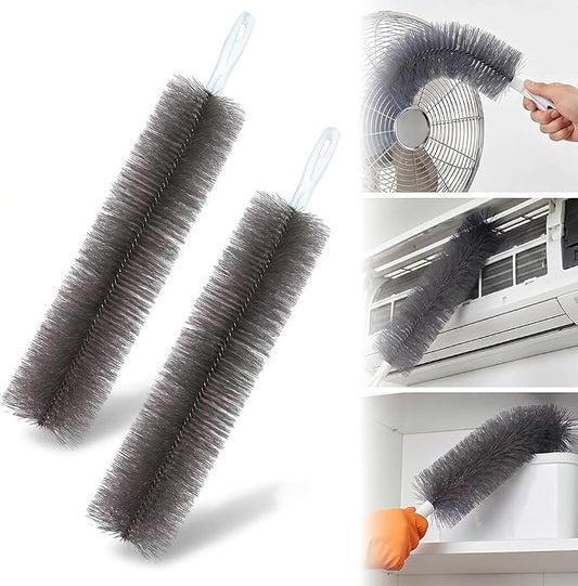 Bendable Microfiber Head, Fan Cleaner Brush, Reusable Fan Brush Cobweb Duster Microfiber Duster Ideal for Ceiling Duster, Household Duster Curtains，Fan Cleaner for Box Fan (Gray-2Pcs)