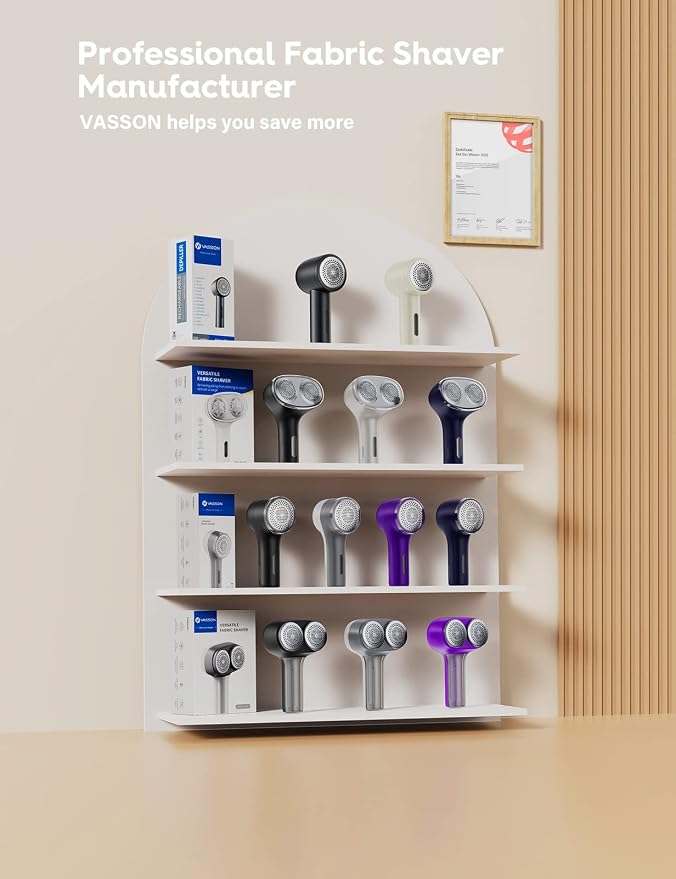VASSON Fabric Shaver, Sweater Depiller & Pilling Remover | Dual-Head Design for 2X Faster Pilling Removal on Sweaters & Couches