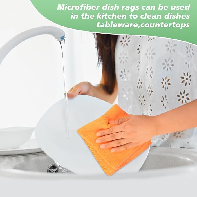 Dish Cloth for Washing Dishes Kitchen Washcloth Cleaning Cloth | 12x12inch 10pack Kitchen Towels Rags, Microfiber Cleaning Cloths, Wash Cloths, Meshless, Wholesale, Assorted