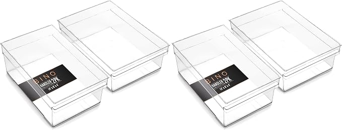BINO | Plastic Storage Bins, Large | THE HANDLER COLLECTION | Multipurpose Organizer Bins | Kitchen Pantry Organizers and Storage | Clear Containers for Organizing Home | Freezer Organizer (Pack of 2)