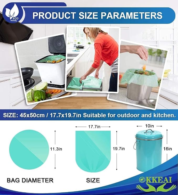 OKKEAI Small Trash Bags 3 Gallon, Light Green Wastebasket Liners, 120 Count | Strong Garbage Bags for Bathroom and Office Bins, for Clean Daily Waste Disposal