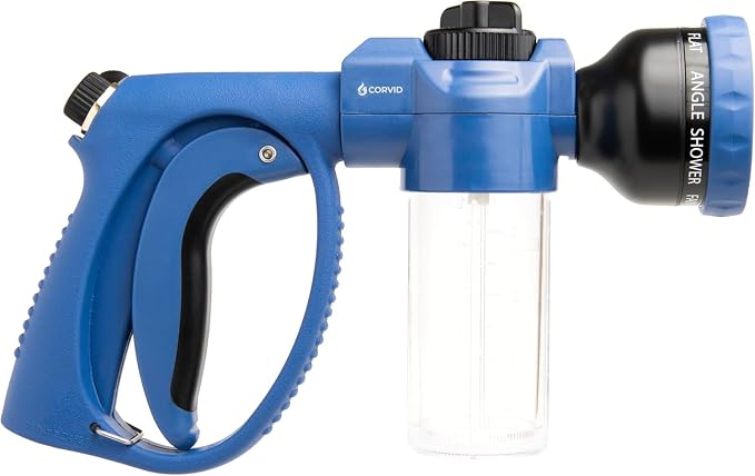 10-Pack Corvid Adjustable Nozzle with Soap Dispenser, 8-Pattern Spray Hose Nozzle for Cleaning Cars, House, and Pets - Lightweight Plastic Design