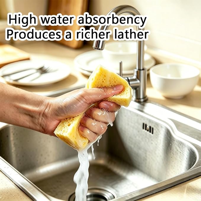 12 Pack Compressed Kitchen Sponges, Household Cleaning Sponge Expands in Water, Multi Purpose Cleaning Sponge for Dishwashing Sink Countertop and Daily Home Cleaning