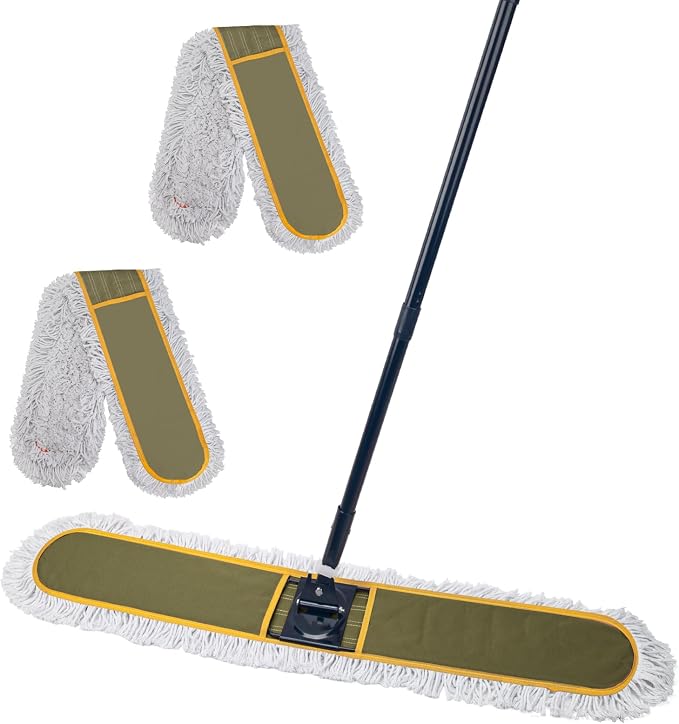 KeFanta 48" Commercial Dust Mop for Floor Cleaning,Heavy Duty Floor Duster | with 2 Replacement Mop Heads,Large Industrial Wet Dry Sweeper Broom for Hardwood Floors,Tile,Concrete,Laminate,Garage,Marble