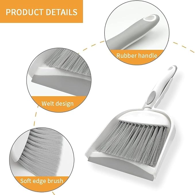 Whisk Mini Broom & Dustpan: 2pcs Tent, Home, Desk Cleaner - Gray