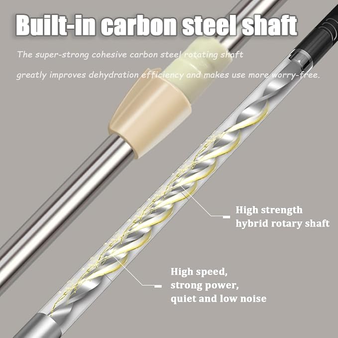 Spin Mop Replacement Mop Handle, 49-inch 360 Degrees Rotating Telescopic Replacement Mop Stick with Stainless Steel Disc for Spin Mop Bucket Cleaning System (Stainless Steel Disc, Khaki)