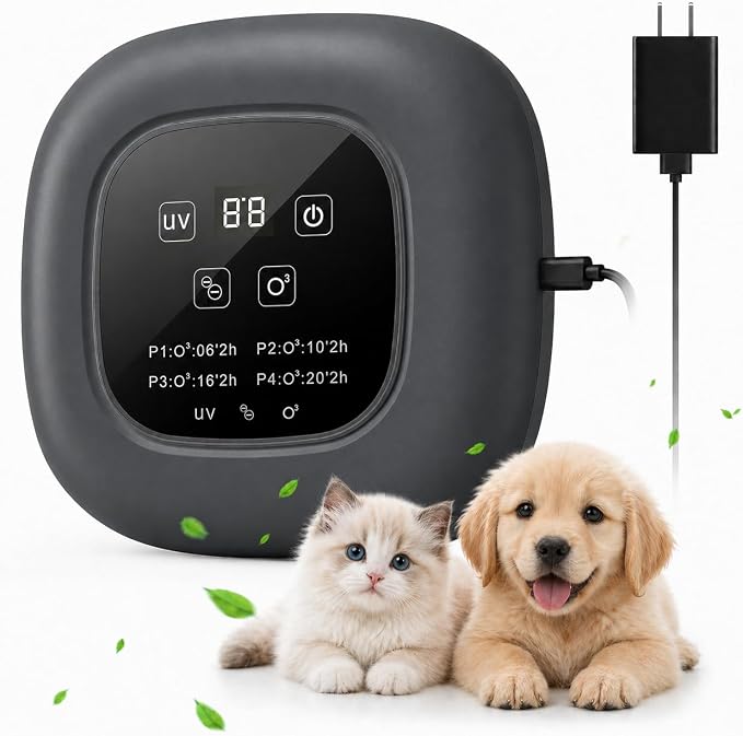 Air Purifier for Home with Ozone & Negative Ion, Ionic Air Purifier for Pet Smell, Smoke, Musty, Dust, Plug-in Air Ionizer for Bedrooms, Kitchens, Bathrooms, Cars and Offices, USB Powered (Dark Gray)
