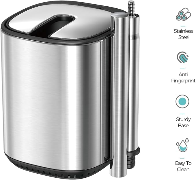 Toilet Brush and Holder Set Toilet Bowl Brush Stainless Steel Automatic Open lid Toilet Bowl Cleaner Brush Set Toilet Scrubber Kit Toilet Cleaning Brush for Bathroom