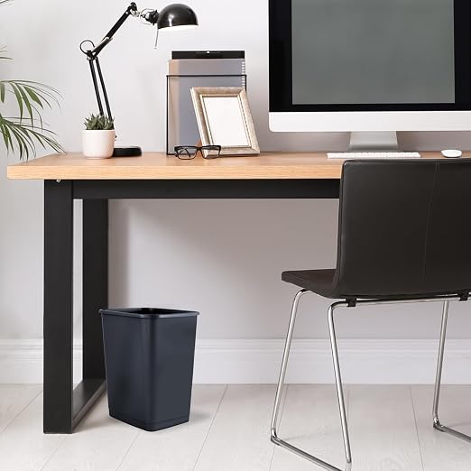 Superio Small 2.5 Gallon Plastic Trash Can, Waste Bin for Under Desk, Office, Bedroom, Bathroom- 10 Qt, (4, Dark Grey)