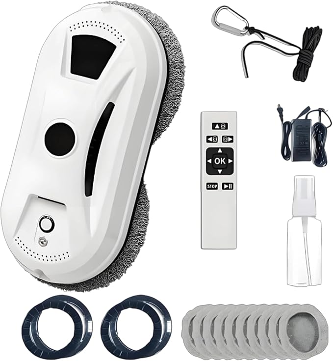 Automatic Window Cleaning Robot, 2800Pa Dual Suction & Anti-Fall | 3 Cleaning Modes for High-Rise Windows & Glass Surfaces - Smart Path Planning, Wet/Dry Cleaning, One-Button Start