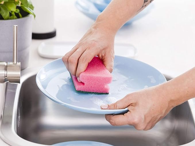 York Non-Abrasive Cleaning Scouring Scrub Sponge for Kitchen Scratch Proof Kitchen Utensil Scrubber Pads for Pots, Pans , Non-Stick Cookware Scrubbers Use for Kitchen, 9.5X7X4.5 Cm-3 Pieces