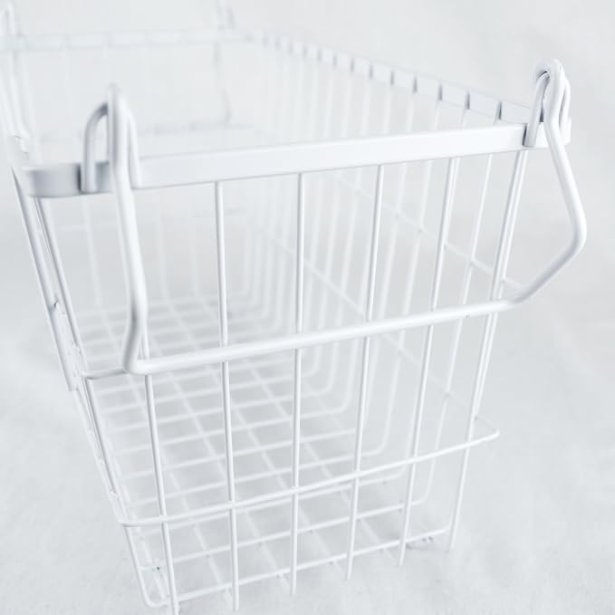 DII Metal Wire Utility Storage Bin, Large Rectangle, 13x10x11", White