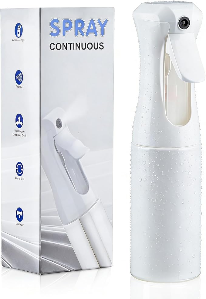 Continuous Spray Bottle for Hair, 6.8 OZ Ultra Fine Mist Spray Bottle | Leak Proof, Pre-Compression Technology, 360° Mist Sprayer for Hair Styling, Cleaning, Watering and Pets