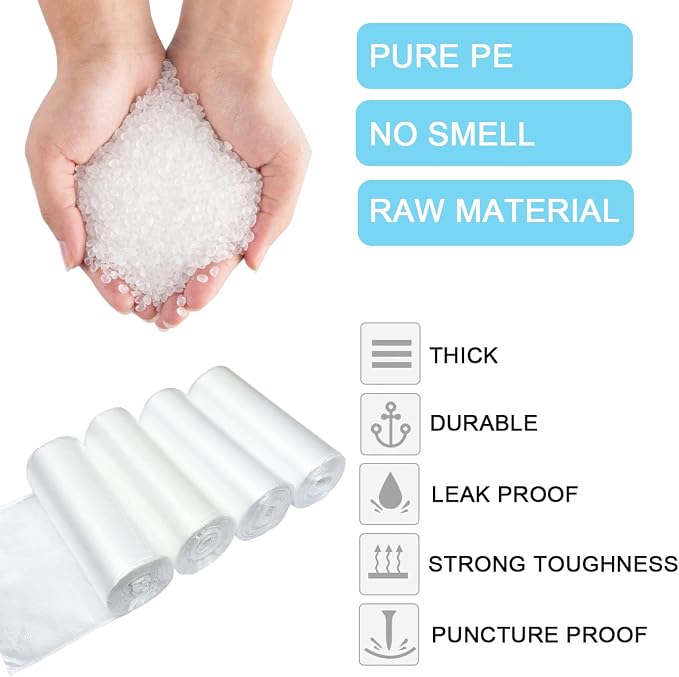 6 Gallon Small Clear Trash Bags, Wastebasket Trash Can Liners, 100 Count | Garbage Bags for Restroom, Home, Office Bins