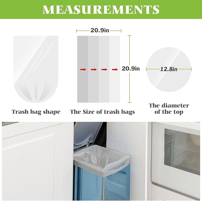 Teivio Clear Trash Bags 5 Gallon 50 Count Bathroom Kitchen Garbage Bags | Fit 12-15 Liters,4,4.5,5,5.5Gal,Small Plastic Waste Basket Bins Can Liners for Home Bathroom Office Car, Cleaning Supplies