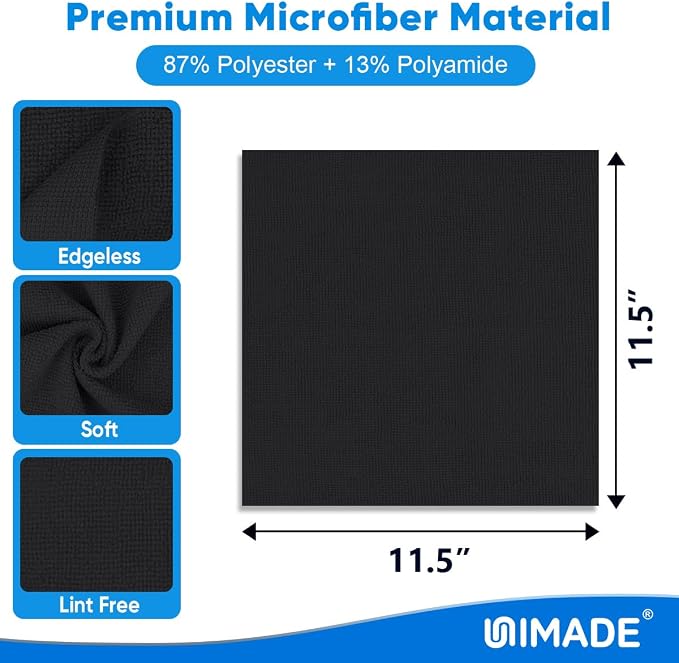 Microfiber Cleaning Cloth, 50 Pack Microfiber Towels | Cars Reusable Shop Rags Bulk Lint Free Cleaning Towels for Car Kitchen Automotive Bar Mechanic Garage, 11.5"x 11.5", Black