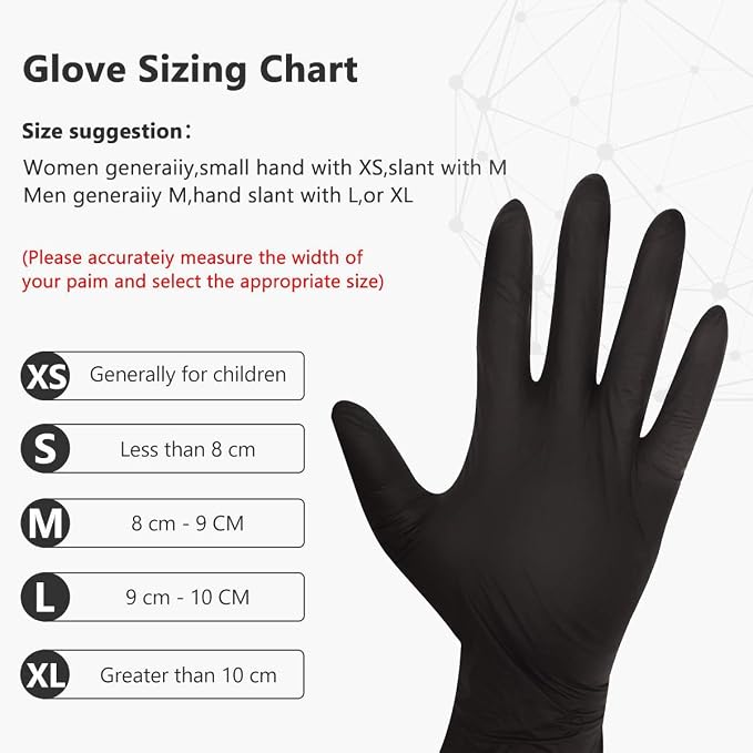 Nitrile Disposable Gloves Pack of 100, Latex Free Safety Working Gloves for Food Handle or Industrial Use