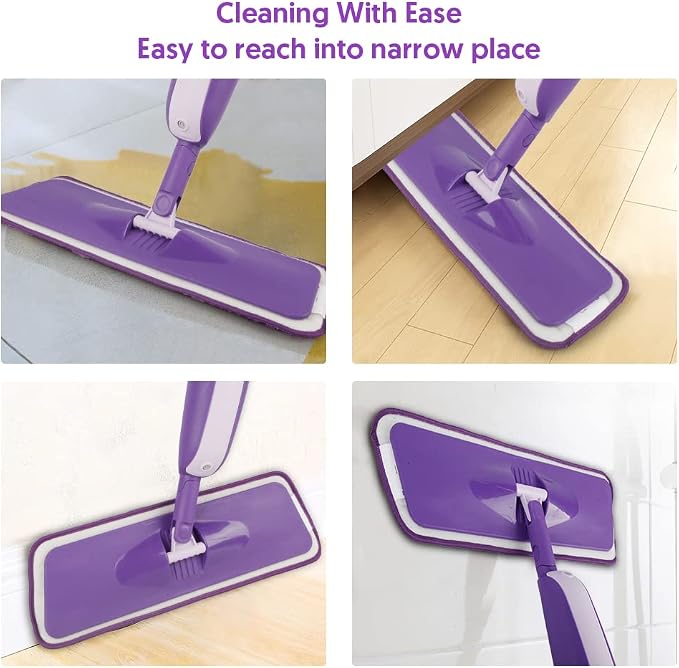 Spray Mops for Floor Cleaning: Hardwood Floor Mop with 2 Bottles Refillable | 3 Washable Pads for Swiffer PowerMop, 360° Swivel Head, Wet Mop Reusable, Commercial Dust Mop for Wood Laminate Ceramic Tiles