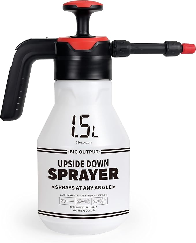 FOSHIO 0.4 Gallon Garden Pump Sprayer, 1.5L Portable Hand Pump Pressure Water Spray Bottles with Adjustable Nozzle Trigger Lock Sprayer for Home, Lawn and Car Detailing