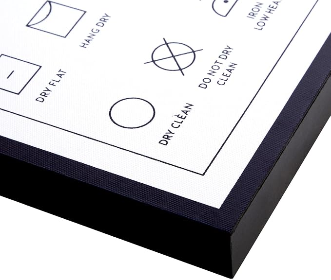 Juvale Framed Laundry Symbols Chart Canvas - Washing Symbols Chart & Care Guide - Laundry Room Decor Accent - 12 x 16 in, White Engineered Wood Frame, Wall Mount