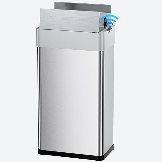 Automatic Trash Can, 18.5 Gallon Touchless Motion Sensor Trash Bin | Smart Garbage Can with Soft-Close Lid, Bag Retainer Ring and Display Light,for Kitchen,Living Room Office (Silver, 70L)